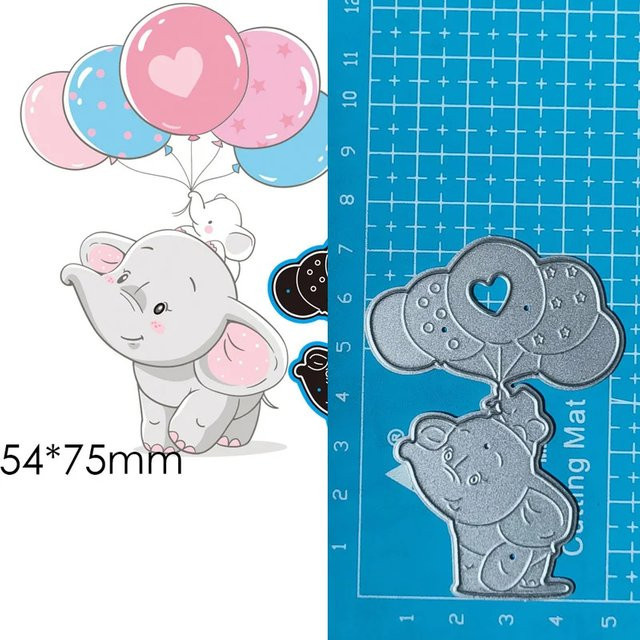 Metall Stanzform Elefant und Bär in Silber für Scrapbooking und Papierhandwerk - Bild 1