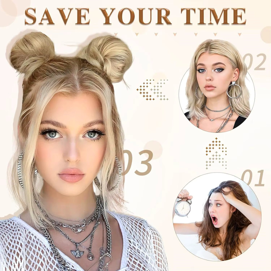 VADES Haarknoten aus echtem Menschenhaar mit geradem Ring, Damen - Bild 5