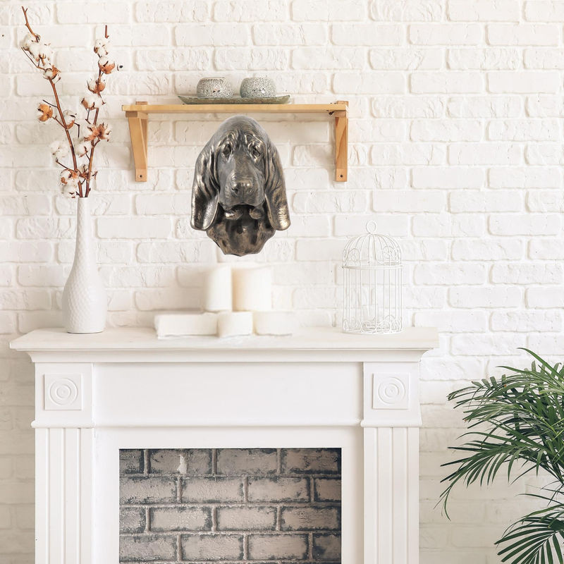 Art-Dog Basset Hound Hundestatue als hängende Büste in Braun aus Kunstharz und Metall - Bild 4