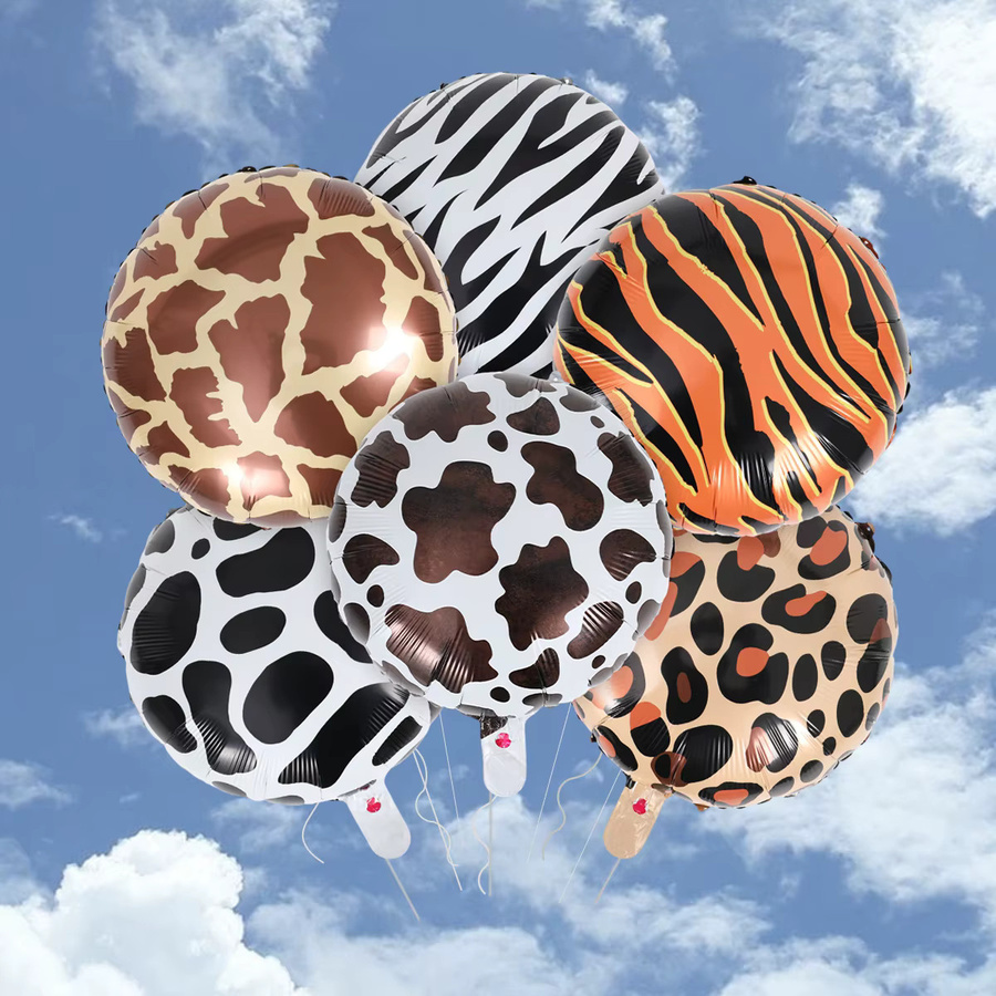 PATIMATE Safari Luftballons mit Tierprint für deine Geburtstagsdeko, Multicolor Aluminiumfolienballons mit Leopard, Tiger, Zebra und Giraffe Motiv - Bild 3
