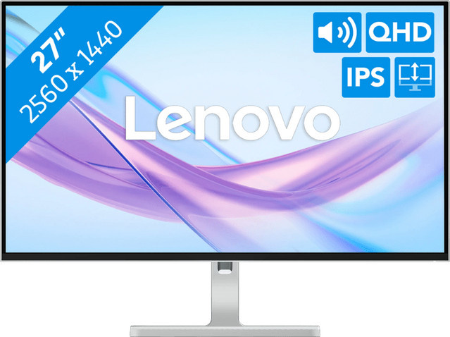 Lenovo L27q-4A TFT-Monitor in Cloud Grey mit 27 Zoll IPS-Display, QHD-Auflösung 2560 x 1440 px, 100 Hz und 1 ms Reaktionszeit - Bild 2