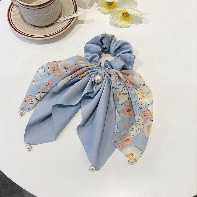 NATAWA Haarband, Chiffon, Blumendruck, blau, Damen - Bild 1
