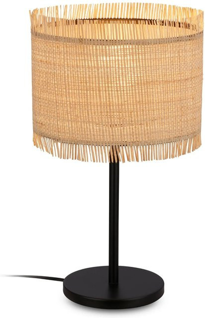 Briloner Tischleuchte Swing Nature mit Strohschirm in Natur und Beige, E27 Fassung - Bild 1