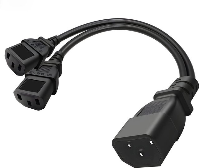 AC Power Splitter Kabel IEC 320 Y Netzkabel mit C14 Stecker auf 2x C13 Buchse in Schwarz - Bild 1