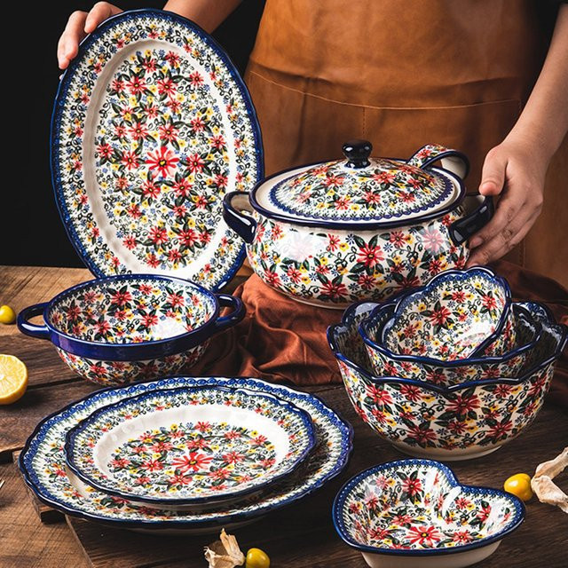 LingAo Keramik-Nudelschüssel mit floralem Design in Multicolour - Bild 1