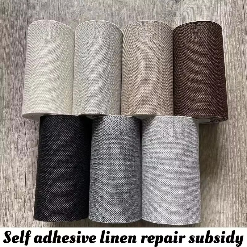 Selbstklebendes Leinen-Patch-Tuch für Möbel und Textilien, Grau, Länge: 2 m - Bild 2