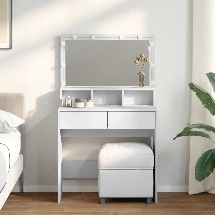 Schminktisch mit LED-Beleuchtung von VD Home Furnishing in Weiß, B/T/H: 80 x 41 x 134,5 cm - Bild 2