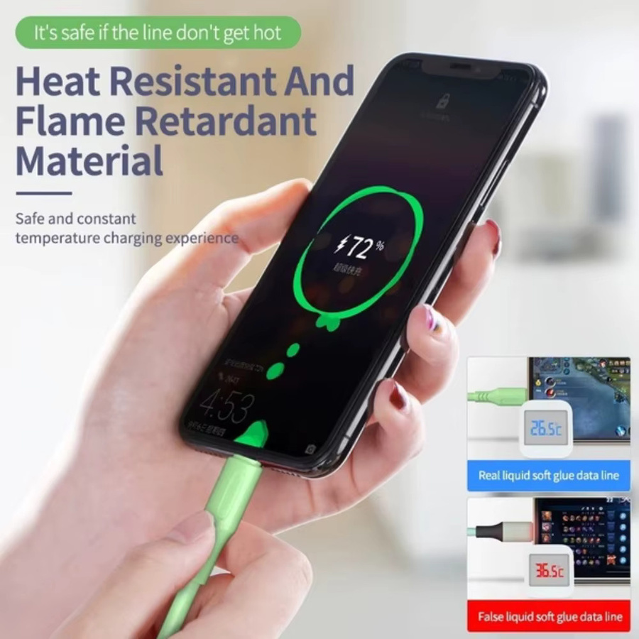 Langlebiges USB-Schnellladekabel aus flüssigem Silikon mit Micro-USB und USB-C Anschlüssen in Lila, 3 A Hochgeschwindigkeits-Datenkabel - Bild 3
