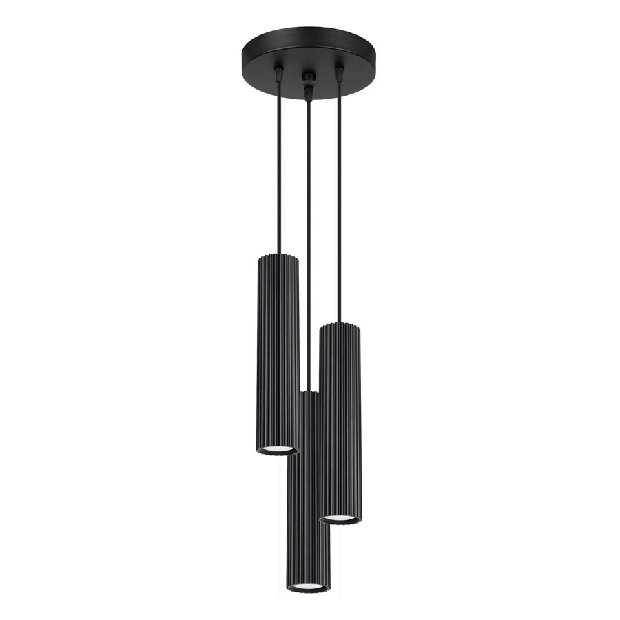 Moderne 3-flammige Hängelampe von Licht-Erlebnisse aus Aluminium in Schwarz, höhenverstellbar, GU10, Breite: 19,5 cm - Bild 2