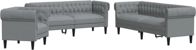 vidaXL 3-teilige Sofagarnitur modern Hellgrau Stoff mit Sessel, 2-Sitzer und 3-Sitzer - Bild 1
