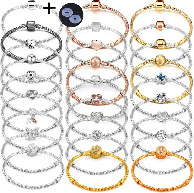 BAOPON Schlangenkette Armband, Silber, Edelstahl, Unisex, 3mm - Bild 1