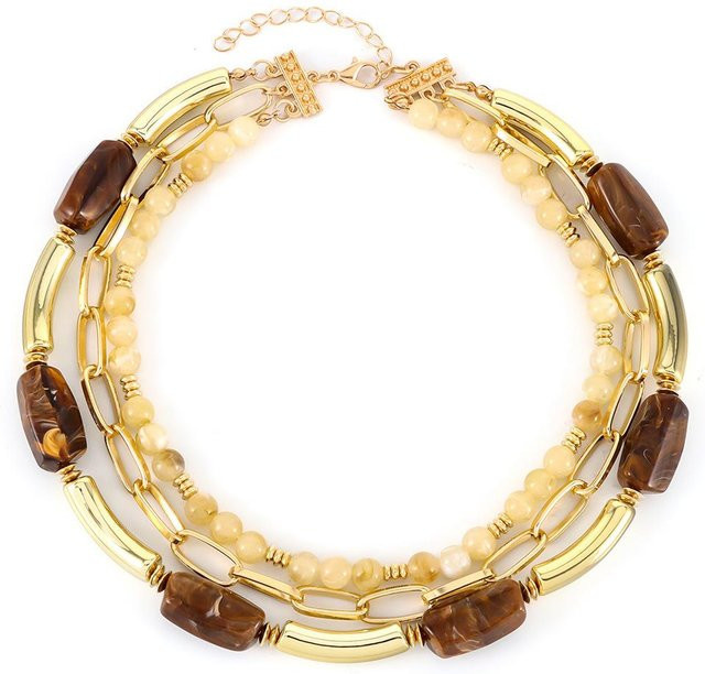 Nakahara Choker Halskette, Bambusperlen, Acryl, beige, Damen - Bild 1