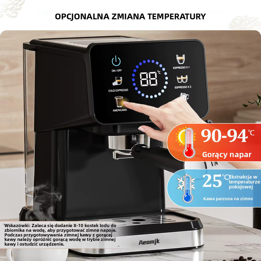 Aeomjk CM3171 halbautomatische Espressomaschine in Schwarz mit Touchscreen, Milchaufschäumer und 1,5 l Wassertank - Bild 3