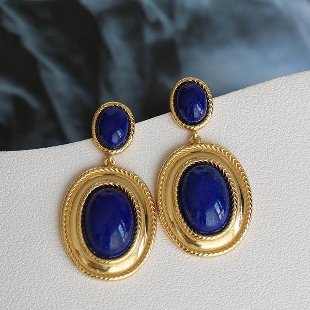 Ohrringe Lapislazuli, oval, Gold, Damen - Bild 1