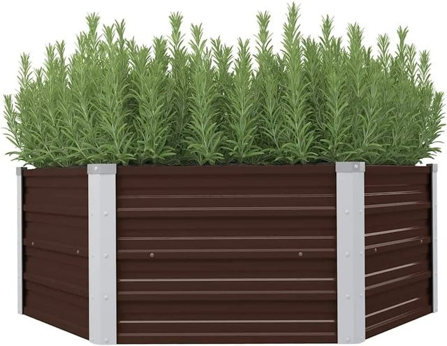 Furnicato Hochbeet aus verzinktem Stahl in Braun, B/T/H: 129 x 129 x 45 cm - Bild 1