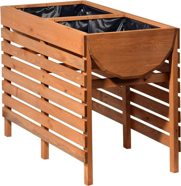 Dobar Doppel-Hochbeet aus FSC-Kiefernholz inkl. Pflanzfolie, braun, B/T/H: 100 x 50 x 71 cm - Bild 1