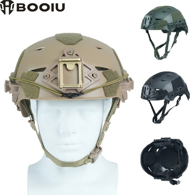 BOOIU Taktischer Wendy Helm in Grün mit Perforation und EX Schiene 3.0 für Outdoor, Jagd und CS - Bild 1