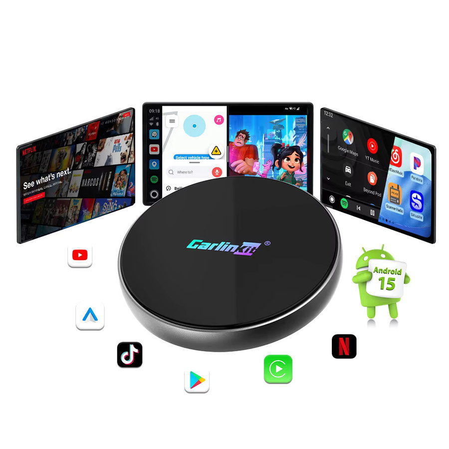 Carlinkit Ultra4 CarPlay AI Box Android 15 Wireless Adapter mit 5G, 8-Core SM6350 für YouTube und Netflix, Schwarz - Bild 1
