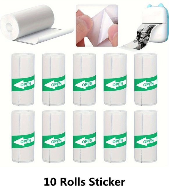10 Rollen weißes Thermopapier aus Holzzellstoff für Kinderkameras von ZOCI zum Sofortdruck - Bild 1
