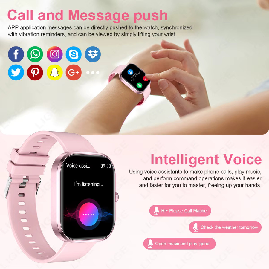 Lige Smartwatch für Damen in Pink mit Bluetooth Calling, Sportarmband und Gesundheitsmonitor für Android und iOS - Bild 5