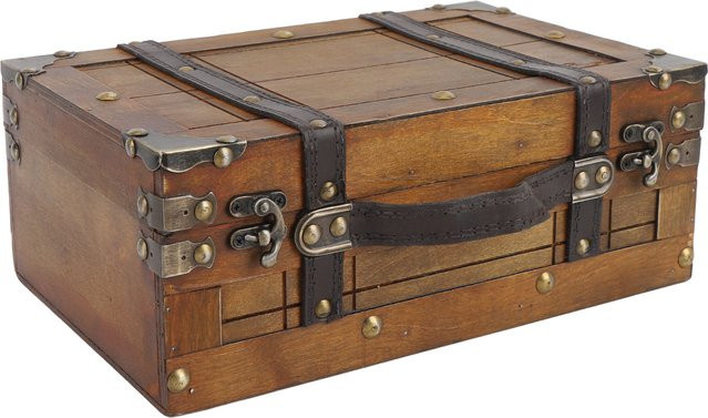 TOPINCN Schatztruhe aus Holz in Braun im Vintage-Stil zur Aufbewahrung von Schmuck und Kleidung - Bild 1