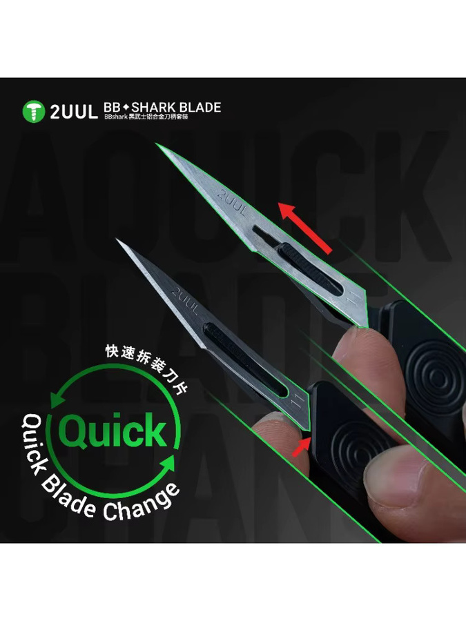 2UUL BL11 BBShark Blade Präzisionsskalpell mit Aluminiumgriff und Schnellwechselsystem für Handy-Reparatur und PCB-Schneiden - Bild 5