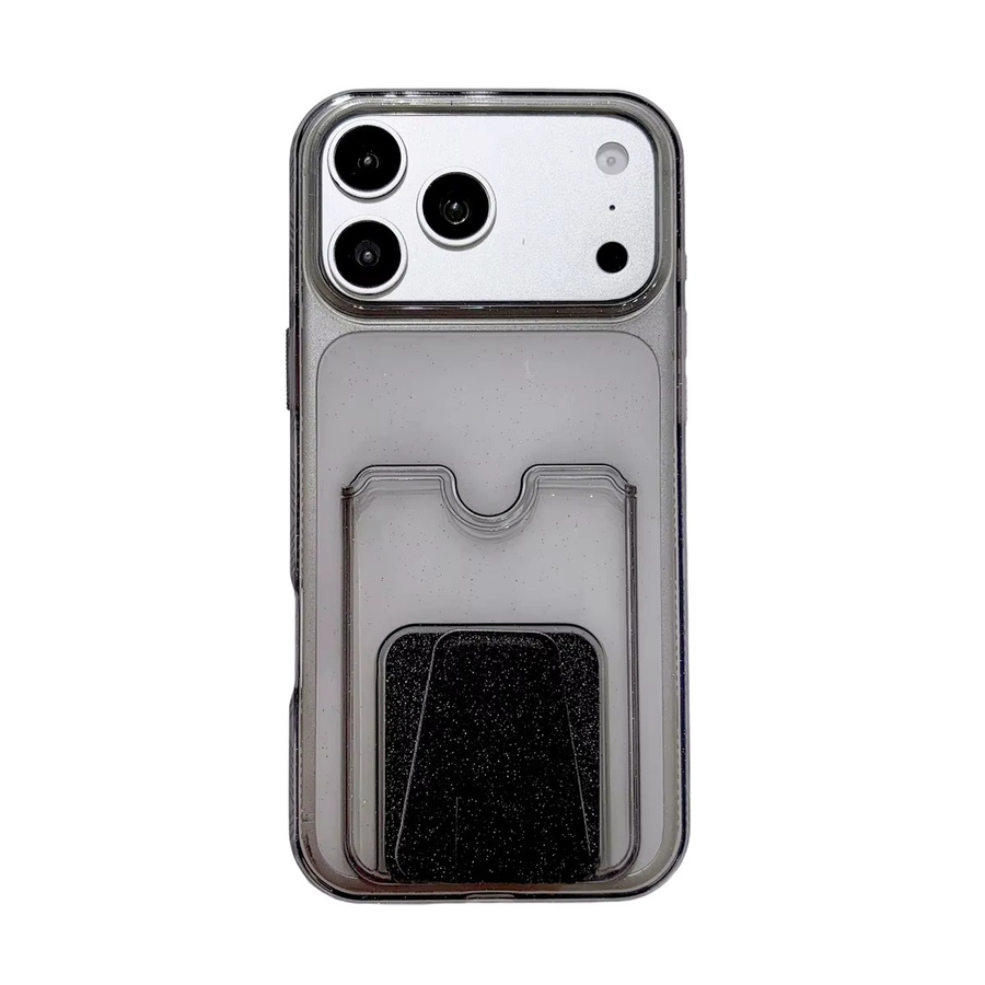 Stoßfeste iPhone Handyhülle mit Kartenhalter und Glitzer-Effekt in Transparent oder Schwarz für iPhone 17 16 15 14 13 Pro Max und 17 Air - Bild 5