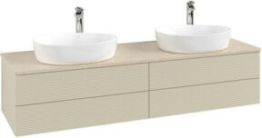 V&B Waschtischunterschrank Antao mit Frontstruktur und Beleuchtung in Grau, B: 160 cm, T: 50 cm - Bild 1