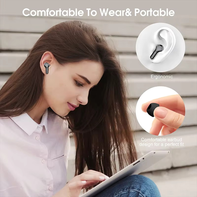UYUXIO Bluetooth 5.4 TWS Ohrhörer in Schwarz mit LED-Anzeige, HiFi-Stereo und integriertem Mikrofon für iPhone und Samsung - Bild 2