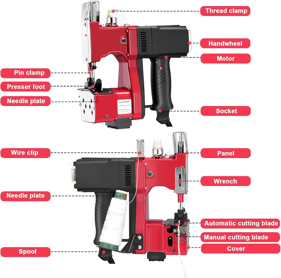 DWiusty Tragbare Elektrische Versiegelungsmaschine für gewebte Taschen in Rot und Metall, Industrielle Schaukel-Versiegelung für Haushalt und DIY, 220 V - Bild 5