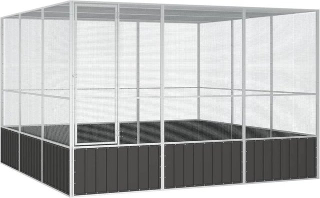 vidaXL Vogelkäfig Voliere aus verzinktem Stahl, Anthrazit, B/T/H: 302,5 x 324,5 x 211,5 cm - Bild 1