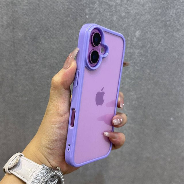 Stoßfeste iPhone Handyhülle in Violett und Transparent für Apple iPhone 17 16 15 14 13 12 11 Pro Max XR XS X 7 8 Plus - Bild 1