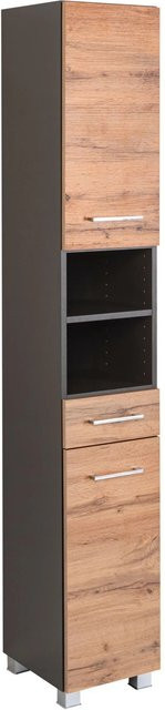 Held Möbel Hochschrank Molina Badezimmer Bad Wotaneiche-Graphitgrau B/T/H: 30 x 30 x 180 cm - Bild 1