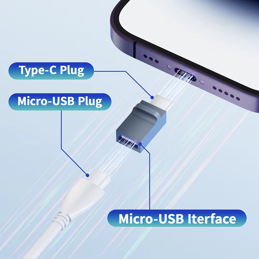 Micro USB auf USB C Kabeladapter in Grau für Xiaomi Samsung und Huawei - Bild 4