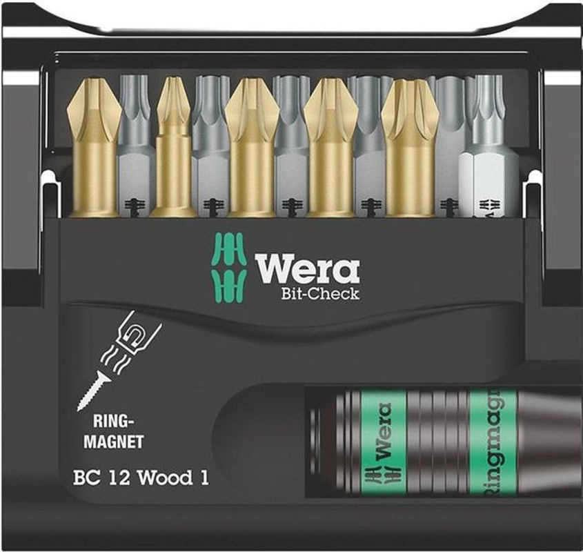 Wera Bit-Check 12 Wood Bit-Set, 12-teilig, Multicolor, mit Kreuzschlitz Phillips, Pozidriv und Torx - Bild 2