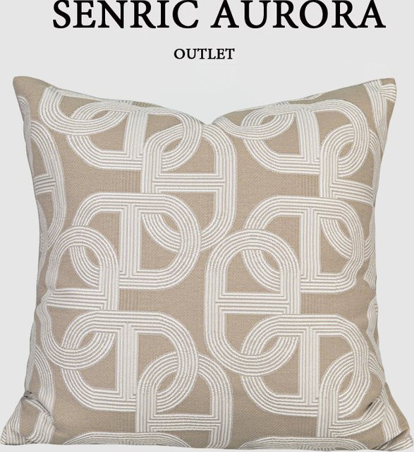Senric Aurora Luxus Kissenbezug mit Hufeisen-Schnalle in Beige, quadratisch, B/H: 45 x 45 cm - Bild 1