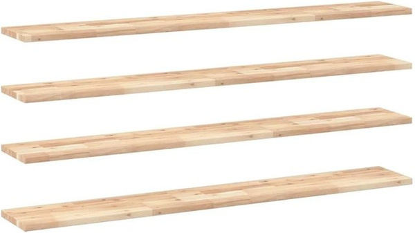 vidaXL Schweberegale Set aus 4 Stück aus Massivholz Akazie unbehandelt B: 140 cm, T: 20 cm, H: 2 cm