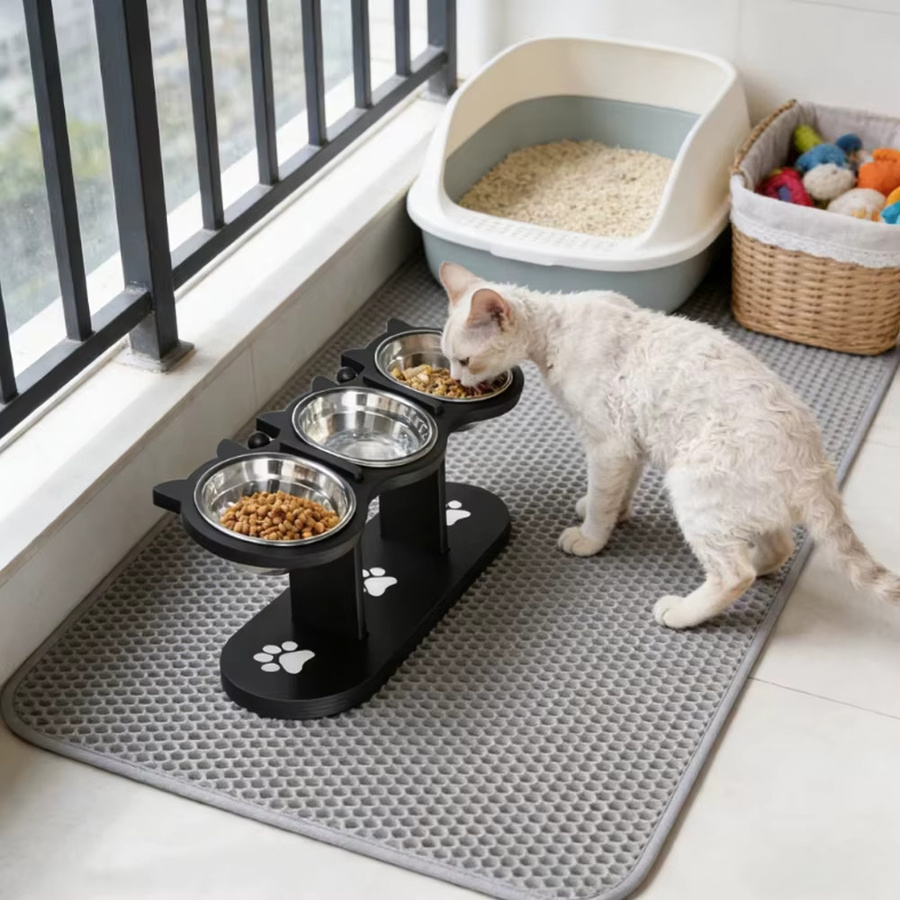 PETRAVEL Erhöhter Futternapf für Hunde und Katzen in Schwarz, B/T/H: 42,5 x 16,0 cm - Bild 6