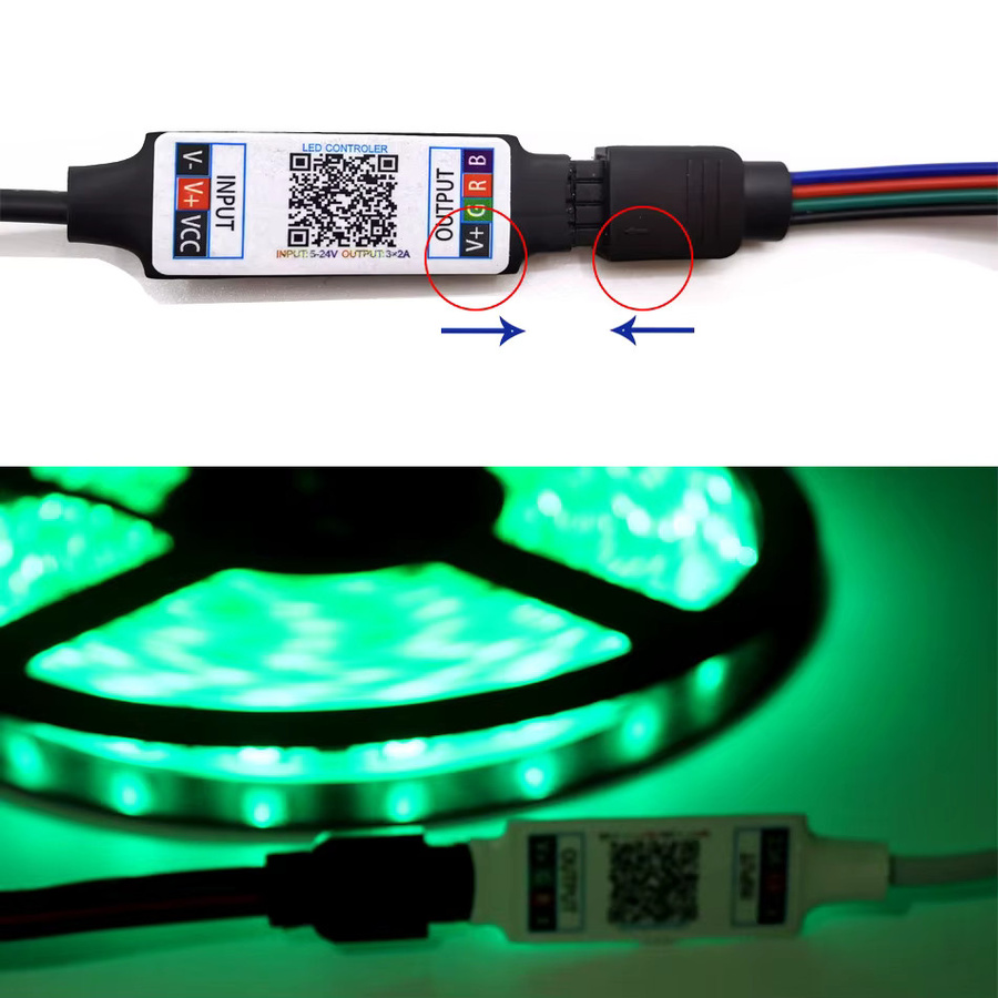 TiaoChongYi LED RGB Smart APP Controller mit Bluetooth für 5050 LED Streifen, DC5V 12V 24V, Schwarz - Bild 4