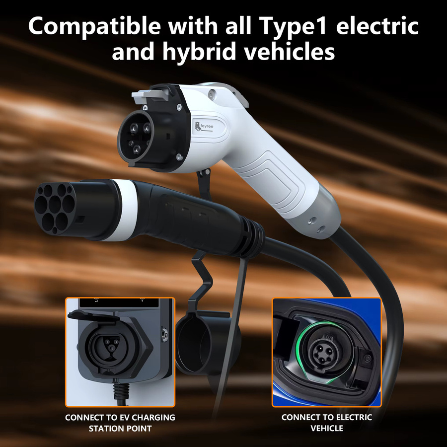 Feyree EV-Ladekabel Typ1 auf Typ2 für Elektroautos, 7KW 32A 1-phasig, 5m Länge - Bild 2