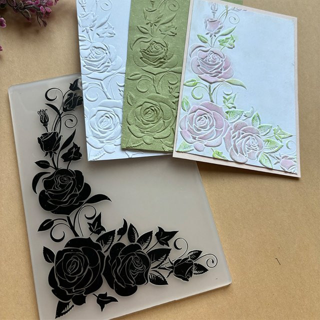 Transparenter 3D-Reliefordner aus Kunststoff mit Rosenecken-Spitzenmuster für Scrapbook und Visitenkarten - Bild 1
