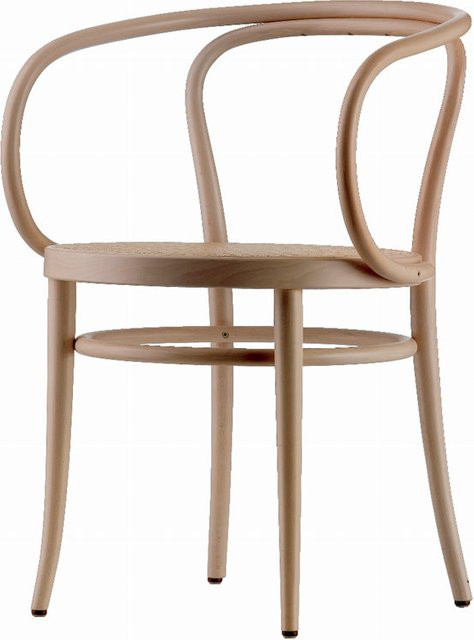 Thonet Stuhl 209 209 M mit Armlehnen in Beige aus Buchenholz und Rohrgeflecht - Bild 1