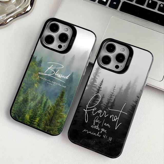 Handyhülle mit Bibelversen und Landschaften für iPhone 11-16, Farbwechsel-Effekt, Transparent/Multicolour, schmale Anti-Fall-TPU-Hülle - Bild 1