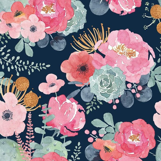 Selbstklebende Blumen Tapete von KALYNN aus wasserfestem Vinyl in Multicolour, B: 100 cm, H: 45 cm - Bild 1