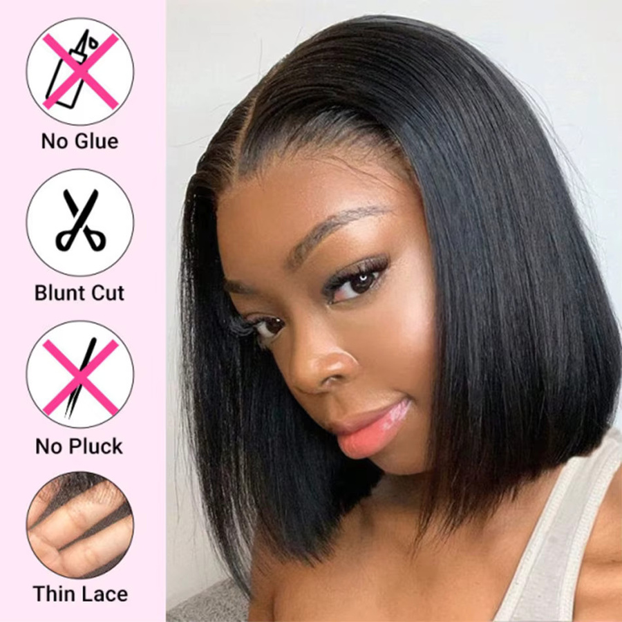 JAYCEE HAIR Bob-Perücke aus Echthaar, kurze Spitze-Front, Damen - Bild 4