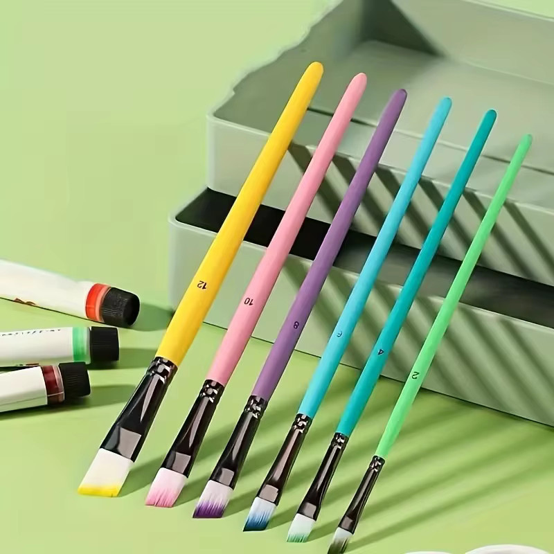 6-teiliges Farbpinsel-Set in Multicolour für Acryl-, Öl- und Aquarellmalerei mit 4 verschiedenen Größen und Formen - Bild 2