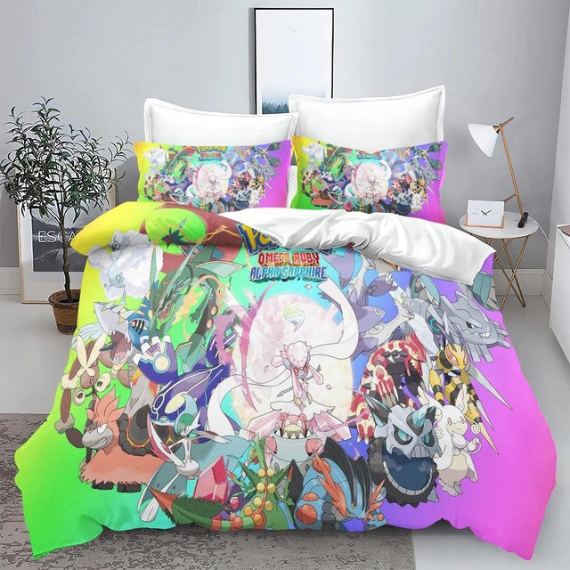 Pokémon Pikachu Serie Bettwäsche Set mit Cartoon Druck, Bettbezug und Kissenbezug von Lodestar, Mehrfarbig, B/H: 260 x 240 cm und B/H: 155 x 220 cm - Bild 1