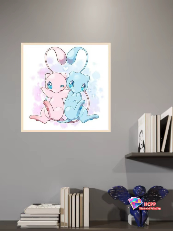 Potdemiel Eevee Pokemon 5D DIY Diamantmalerei Set als Mosaik-Stickerei für die Wanddekoration, Rund, Mehrfarbig, B/H: 20 x 20 cm - Bild 2