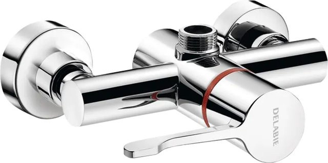 Delabie Thermostatmischbatterie SECURITHERM sequentiell mit Einhebelmischer in Chrom und Silber - Bild 1