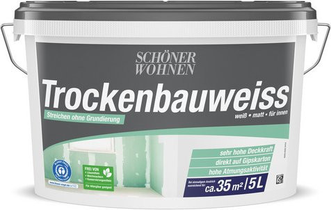 Schöner Wohnen Innenfarbe Trockenbauweiss, Weiß, 5 l - Bild 1